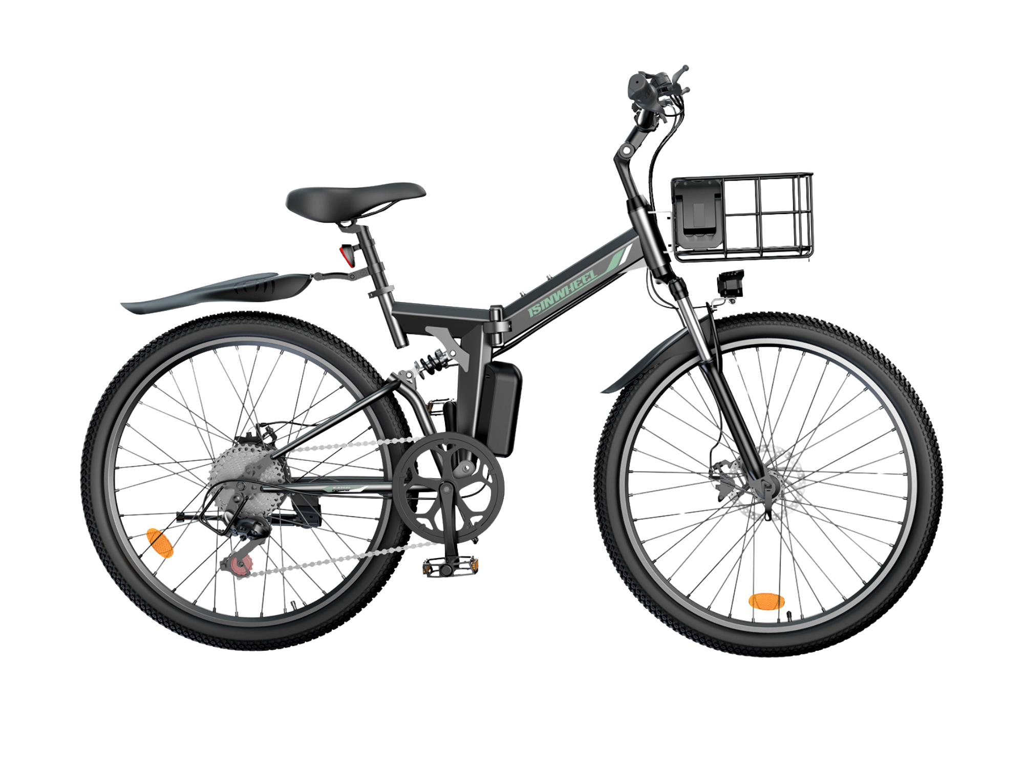 isinwheel M40 Folding Electric Bike with Basket