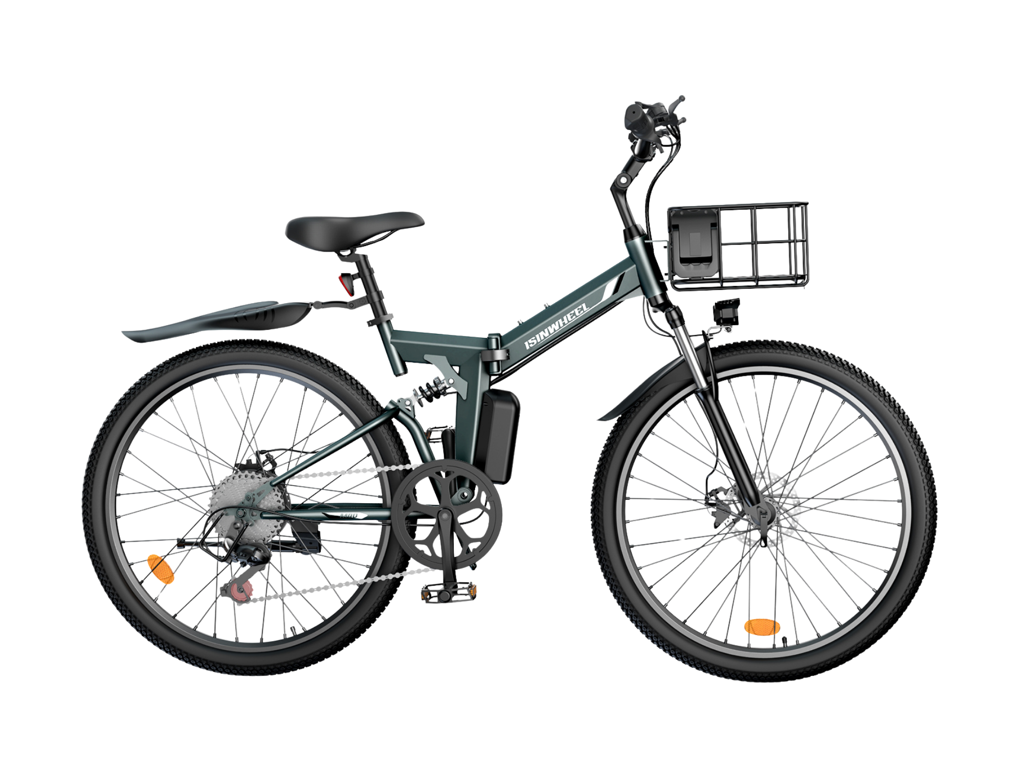 isinwheel M40 Folding Electric Bike with Basket