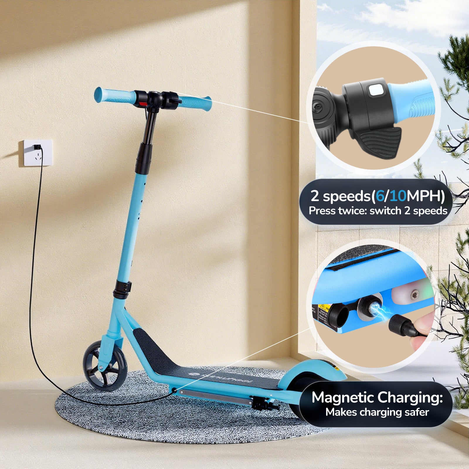 isinwheel S2 Electric Scooter for Kids Ages 6-12