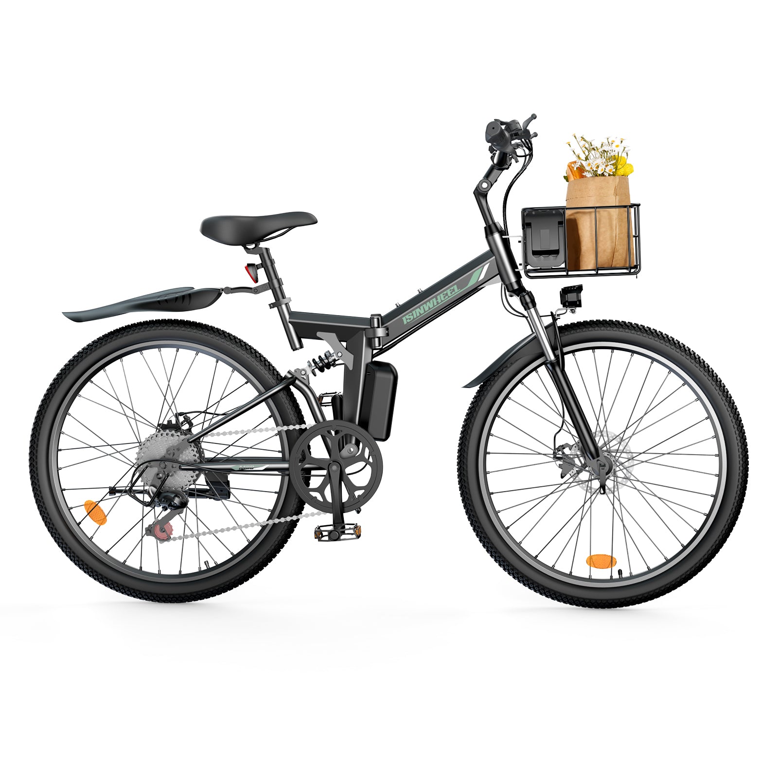 isinwheel M40 Folding Electric Bike with Basket