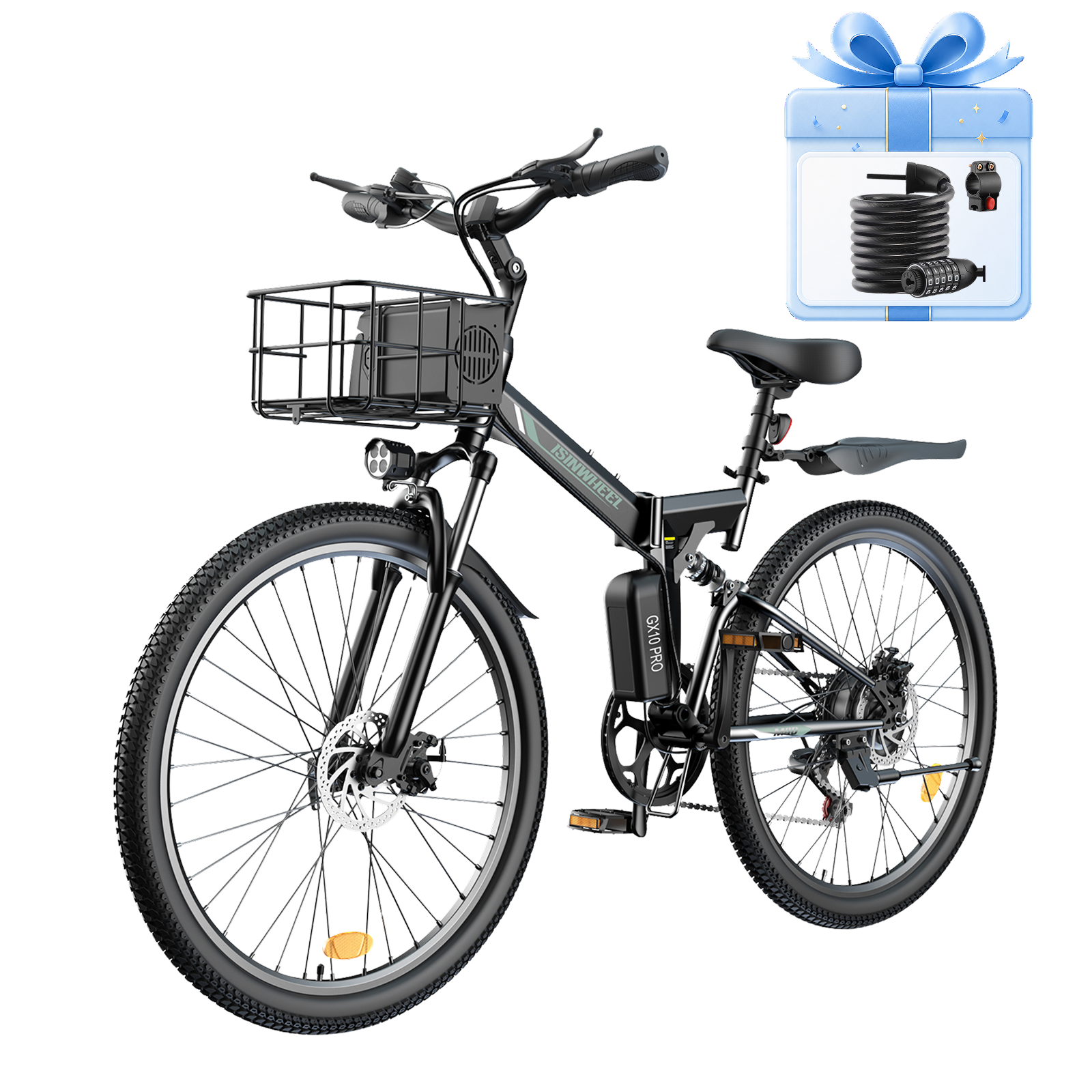 isinwheel M40 Folding Electric Bike with Basket