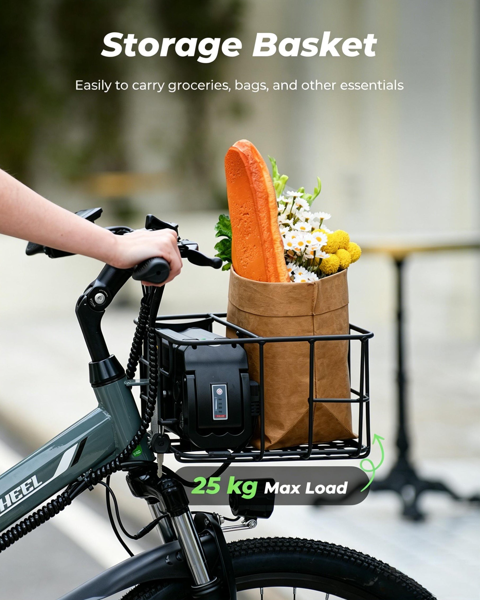 isinwheel M40 Folding Electric Bike with Basket
