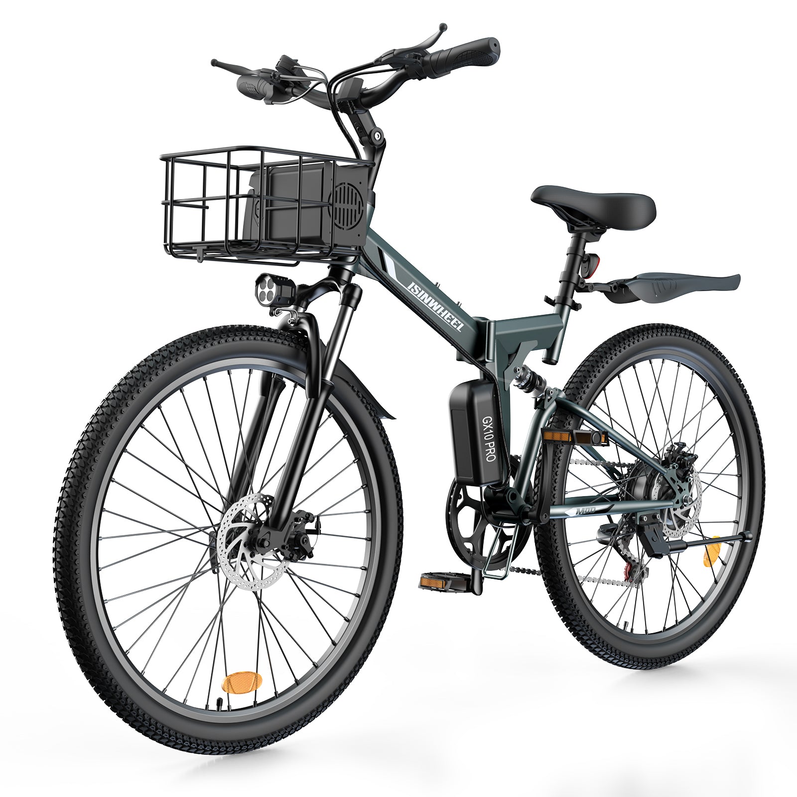 isinwheel M40 Folding Electric Bike with Basket