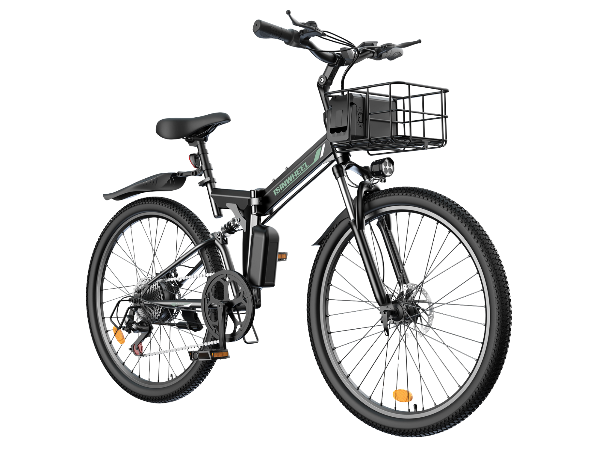 isinwheel M40 Folding Electric Bike with Basket