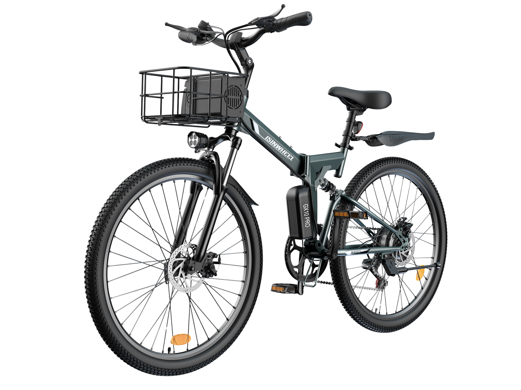 isinwheel M40 Folding Electric Bike with Basket