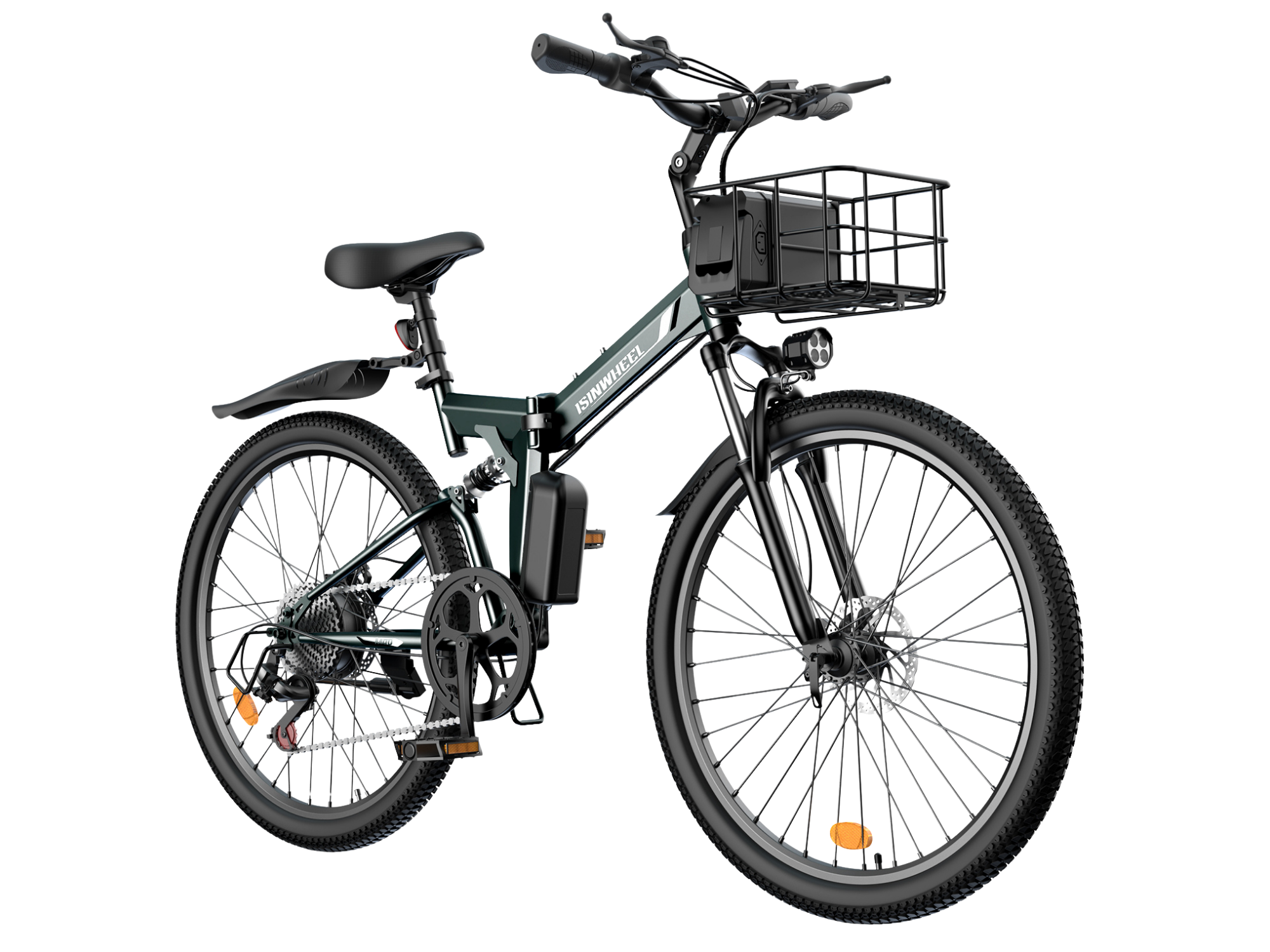 isinwheel M40 Folding Electric Bike with Basket