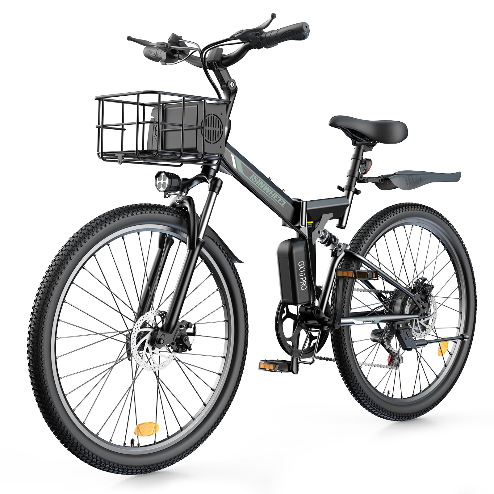 isinwheel M40 Folding Electric Bike with Basket