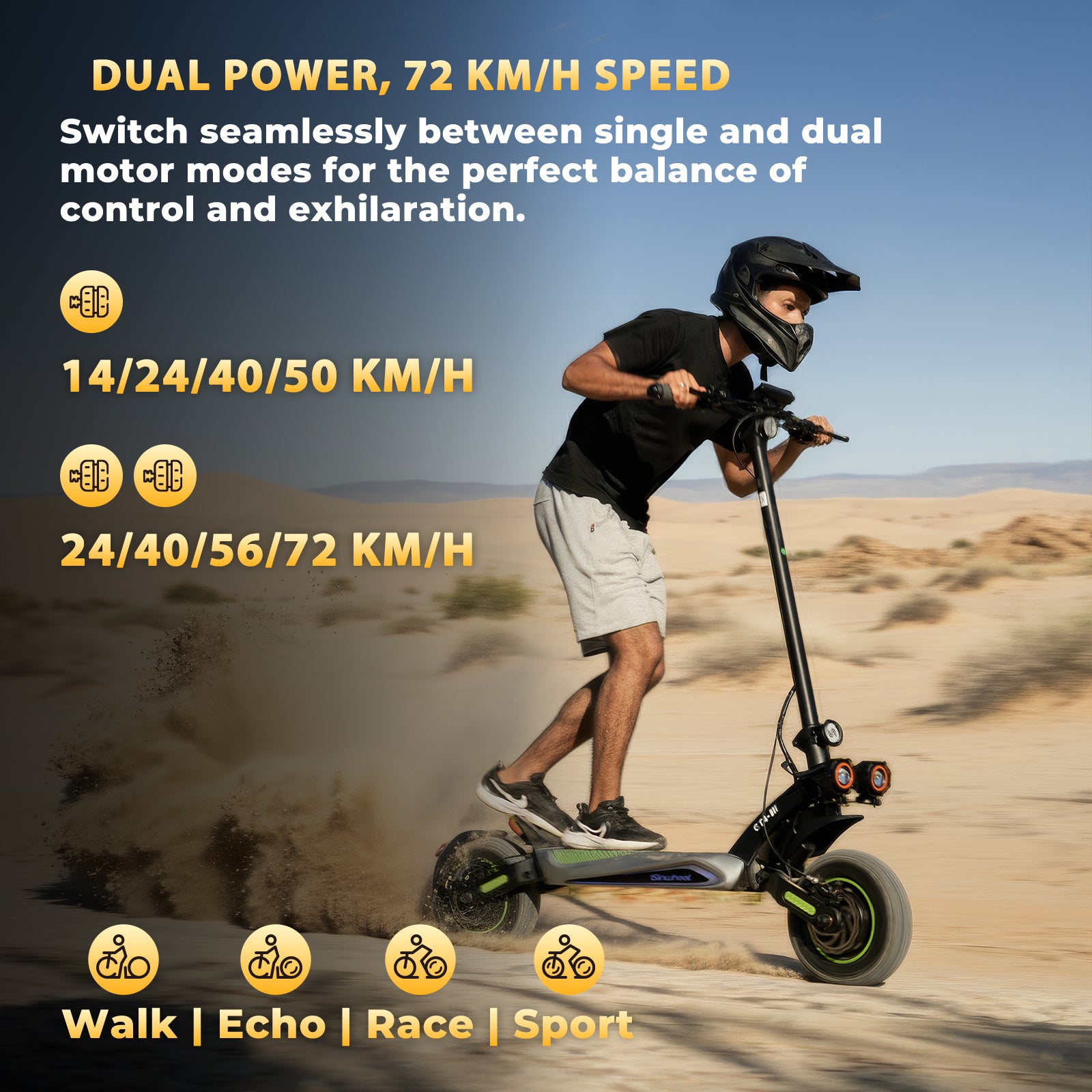 GT4 2400W Dual Motor Off-Road Electric Scooter